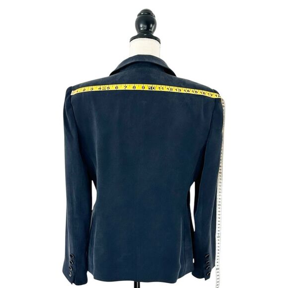 Jones New York Women’s Vintage 90s Navy Blue Silk Double Breasted Blazer Size 10 - Picture 5 of 10